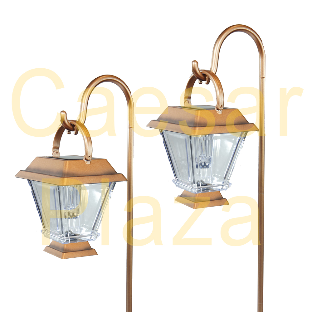 6 Outdoor Brass / Copper Color 2 LED Solar Hanging Landscape Path Lights Lantern eBay